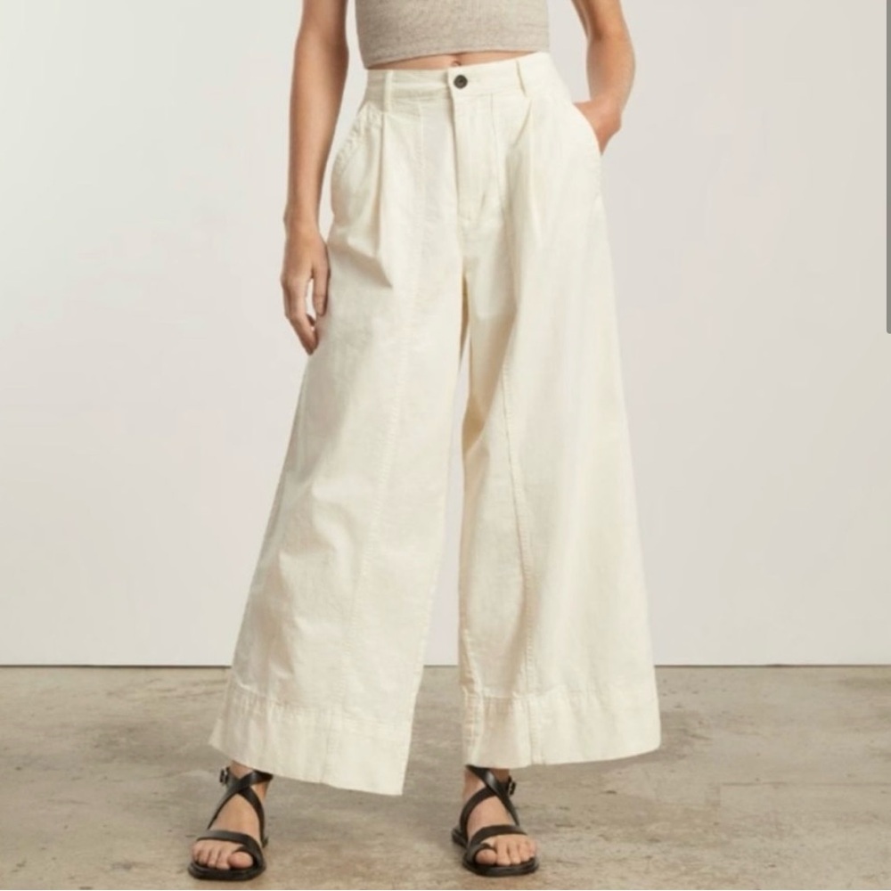 NEW Everlane Womens The Tourist Pants High Rise Wide Leg Cream White Size 2